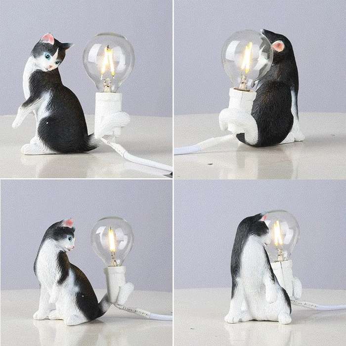 Cat Light Animal Table Lamp Mini Night Light, Power Plug:UK Plug(Look at the Tail)