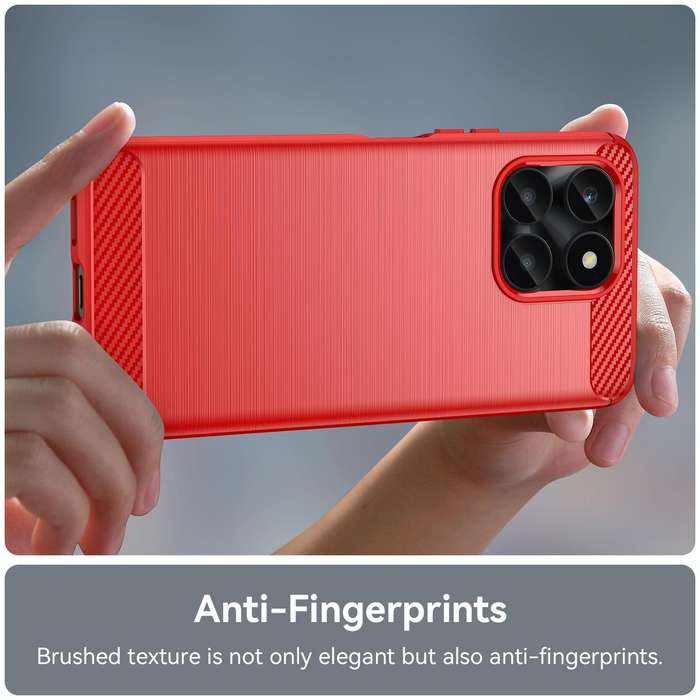 For Honor X6a Brushed Texture Carbon Fiber TPU Phone Case(Red)