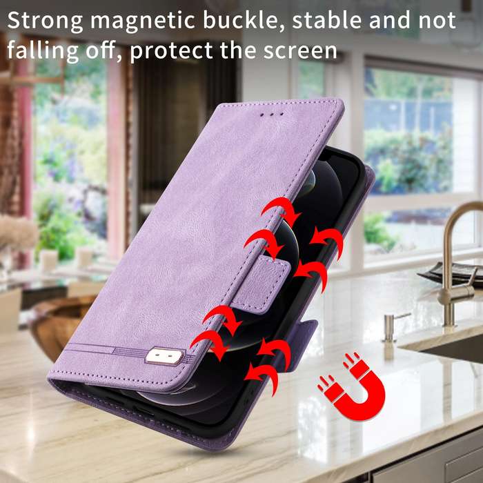 For Samsung Galaxy Z Fold4 Magnetic Clasp Flip Leather Phone Case(Purple)
