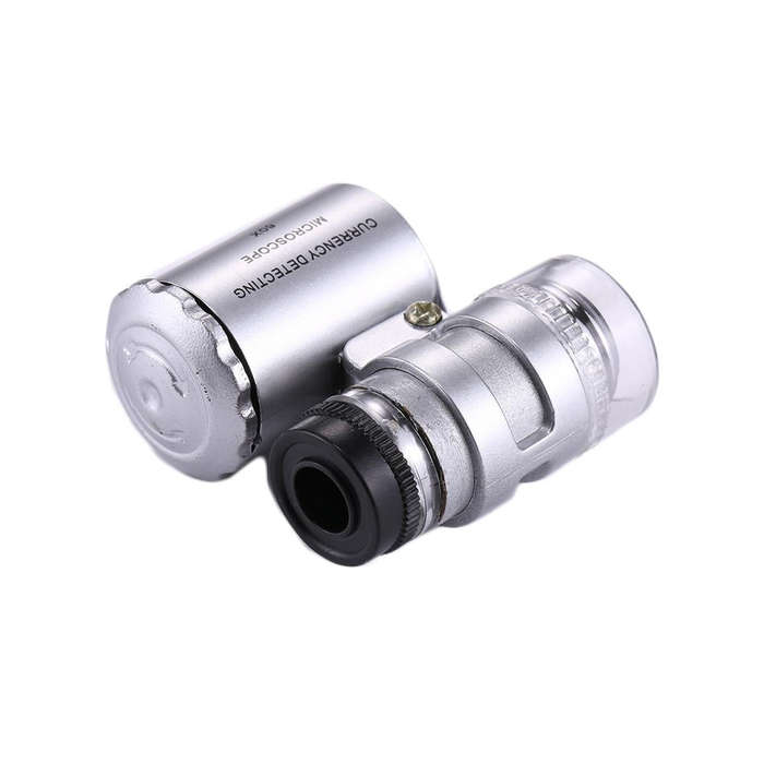 Mini Portable 60X Jewelry Appraisal Microscope with LED Light & Currency Detecting Function