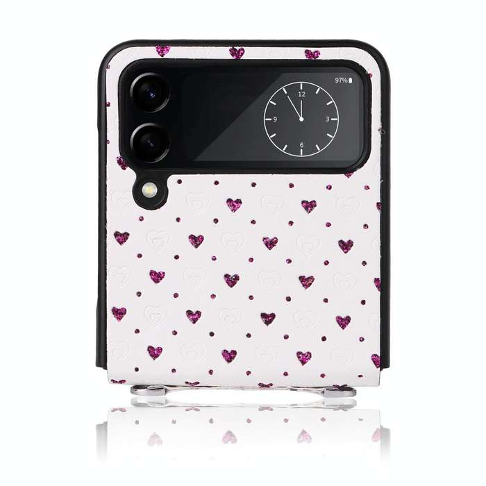 For Samsung Galaxy Z Flip4 5G Colorful Love Lanyard Phone Case(Purple)