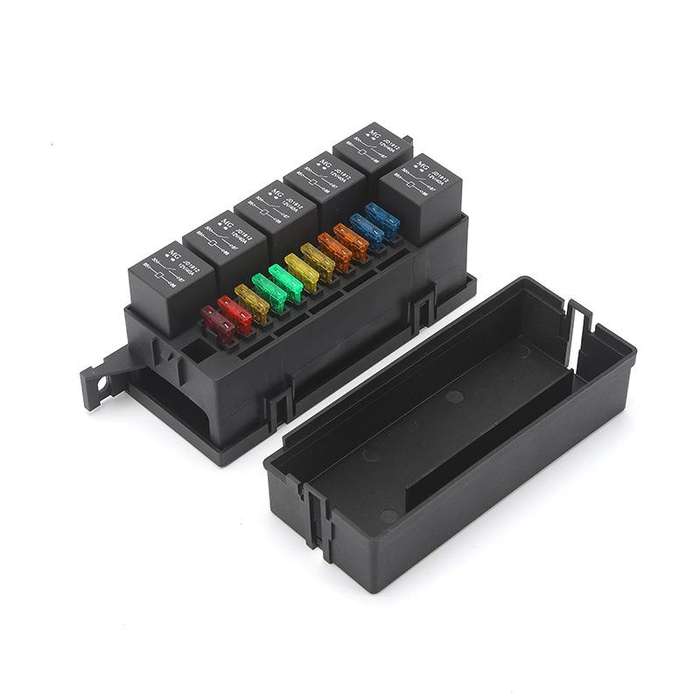 Car Modified 12V / 4Pin / 40A Black Shell 11-Way Fuse With 6-Way Relay Car Machine Cabin Link Inn...