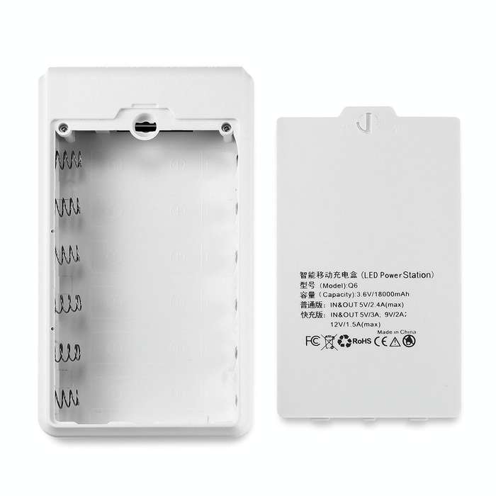 Q6 Removable 6 Sections 18650 Battery Box Charger Case, Style: Ordinary(White)