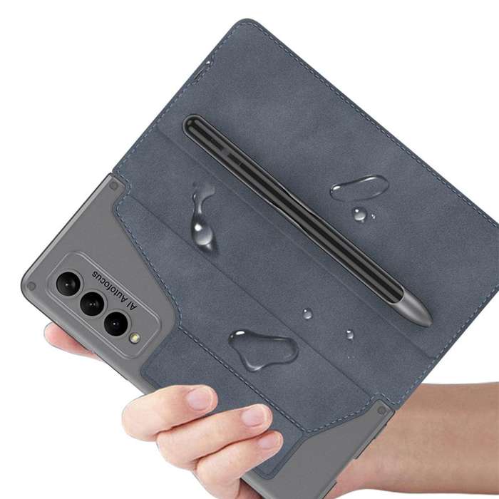 For Samsung Galaxy Z Fold4 GKK Armor Flip Leather Phone Case with Pen Slots(Black)