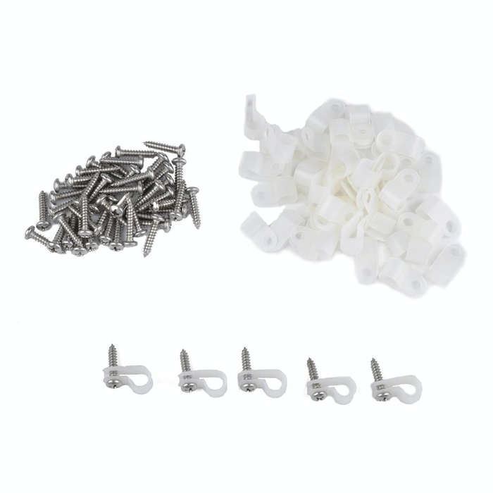 50 PCS 5/16 inch Rope Light R-Style Mounting Clips with Stainless Screws and Number Tube Cable Ma...