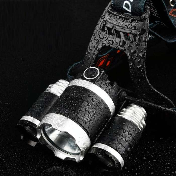 Strong Light Long-Range Rechargeable Three-Head Lamp Outdoor Fishing Lamp Led Head-Mounted Flashl...