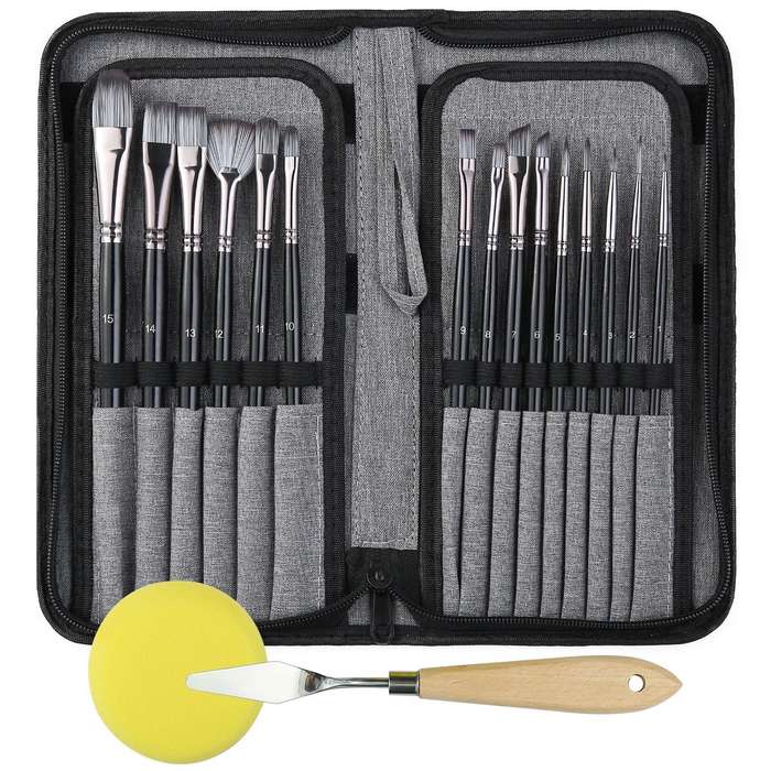 17 in 1 Acrylic Paint Brush Multi-Purpose Nylon Wool Watercolor Paint Brush Art Painting Material...