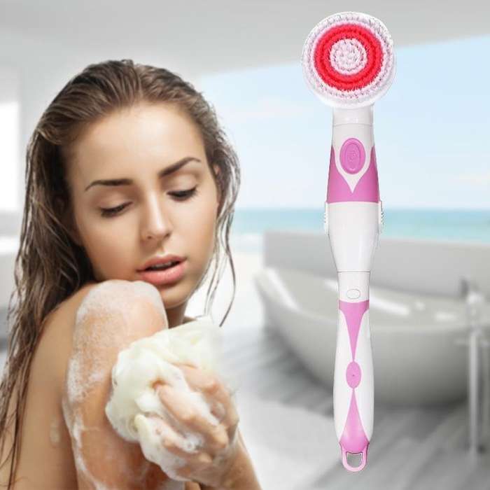 Multi-function Electric Waterproof Bath Cleansing Brush Long-handled Massage Brush, with 4 Brush ...
