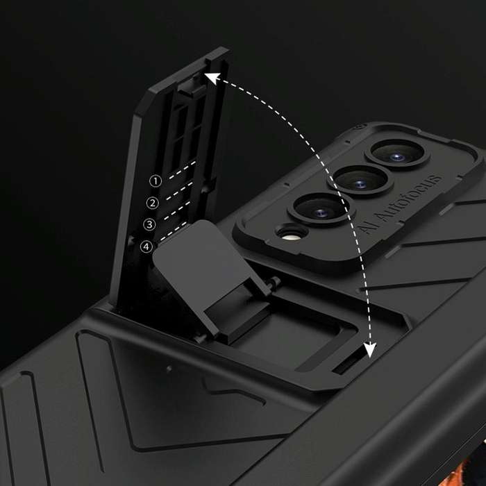 For Samsung Galaxy Z Fold4 GKK Integrated Magnetic Armor Flip Phone Case With Pen Box(Champagne G...