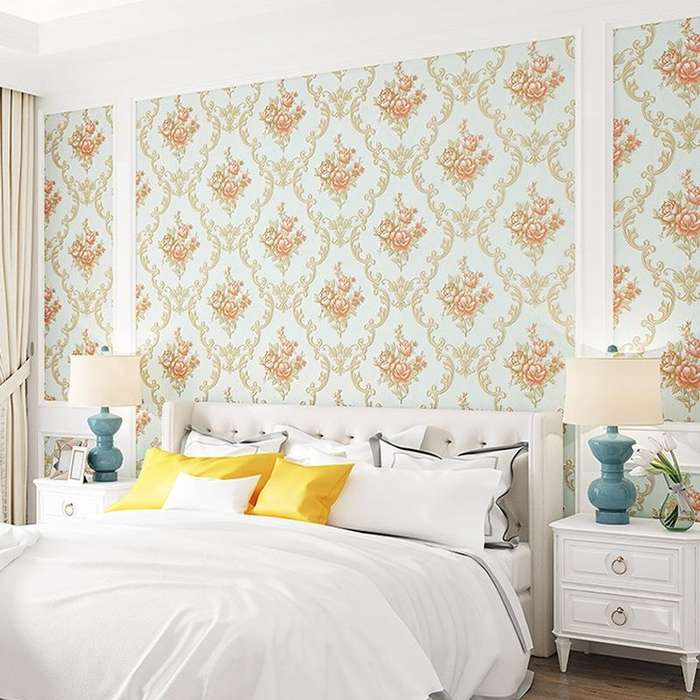 0.53 x 3m 3D Pastoral Style Wallpaper Bedroom Living Room Non-Woven Fabric Self-Adhesive Wall Sti...