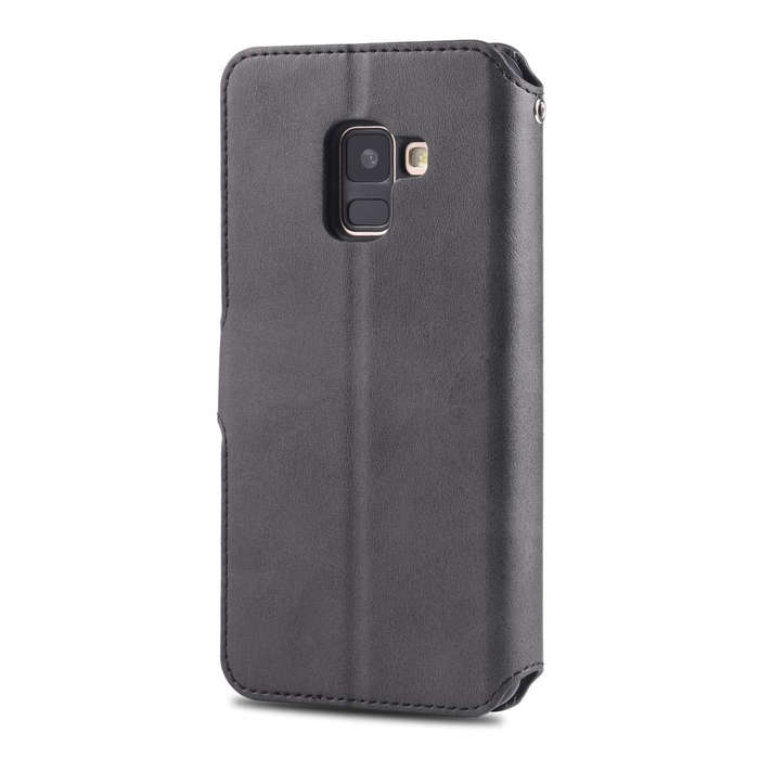 For Galaxy A8 2018 AZNS Calf Texture Magnetic Horizontal Flip PU Leather Case with Holder & Card ...