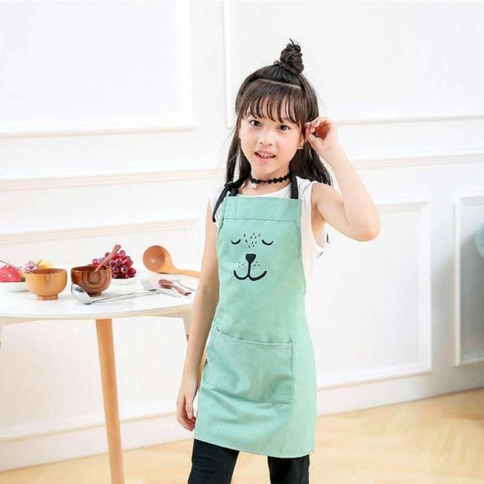 Animal Face Pattern Waterproof Sleeveless Thick Blouse Cotton Apron, Size:S(Gray)
