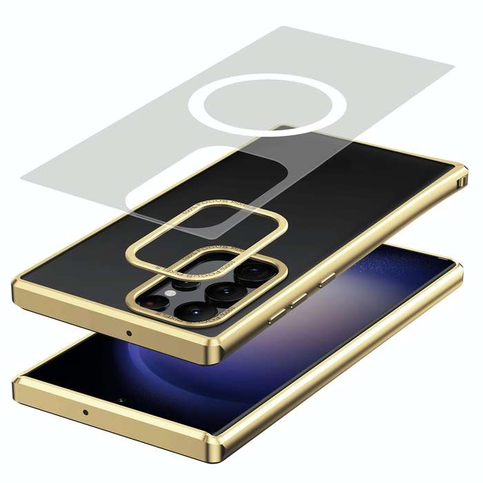 For Samsung Galaxy S22 Ultra 5G MagSafe Magnetic PC Phone Case(Gold)