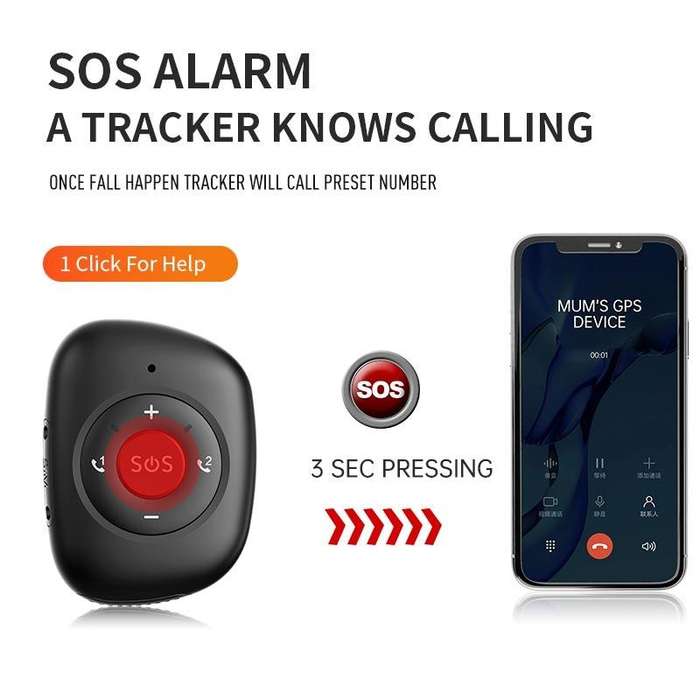 RF-V50 IP67 Waterproof 4G LTE 3G 2G GSM Elderly SOS Button Emergency Alarm GPS Tracker(Red)