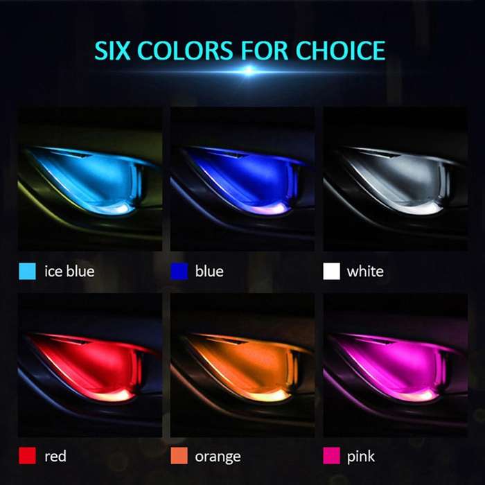 4 PCS Universal Car LED Inner Handle Light Atmosphere Lights Decorative Lamp DC12V / 0.5W Cable L...