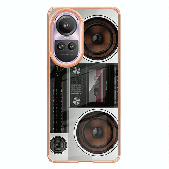 For OPPO Reno10 Pro 5G Global Electroplating Marble Dual-side IMD Phone Case(Retro Radio)