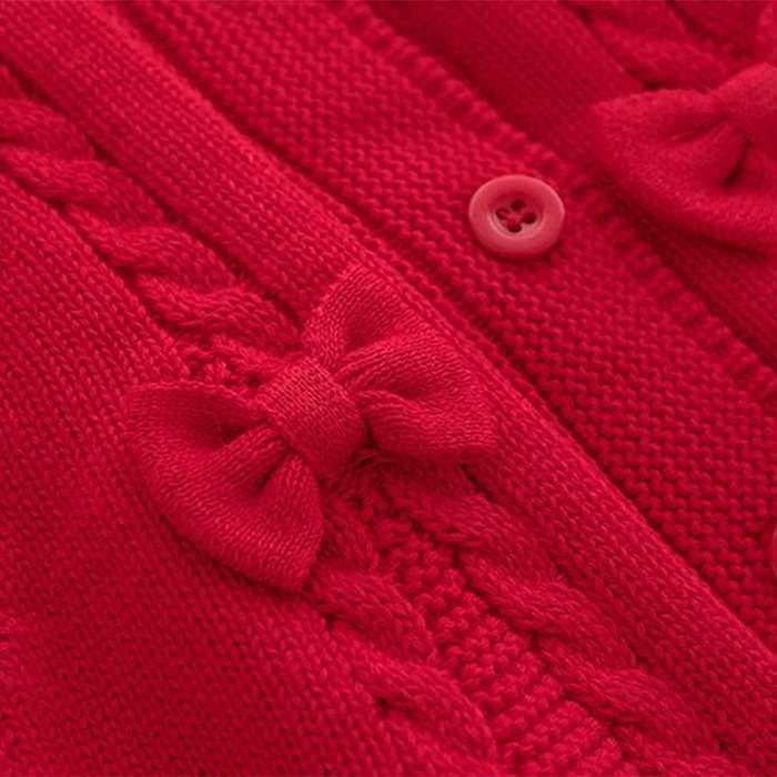 Children Clothing Knitted Bowknot And Fleece Sweater Cloak Shawl (Color:Red Size:80)
