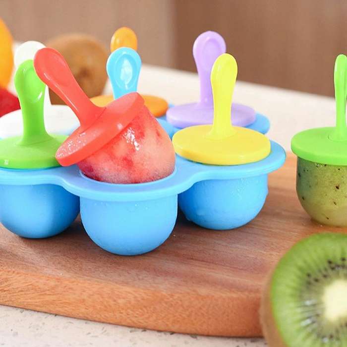 Silicone Mini Ice Pops Mold Ice Cream Ball Lolly Maker Popsicle Molds Baby DIY Food Supplement To...