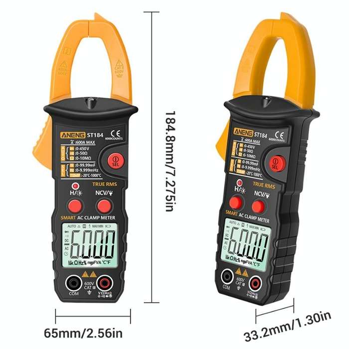 ANENG ST184 Automatically Identify Clamp-On Smart Digital Multimeter(Red)