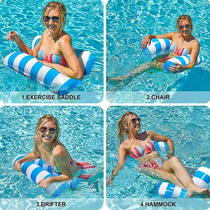 PVC Inflatable Hammock Adult Swimming Floating Row, Size: 120 x 70cm(Green Striped)
