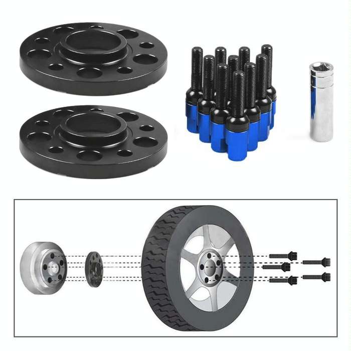 For Mercedes-Benz 15mm Car Modified Wheel Hub Flange Center Wheel Spacer with M12x1.5 Screws (Blue)