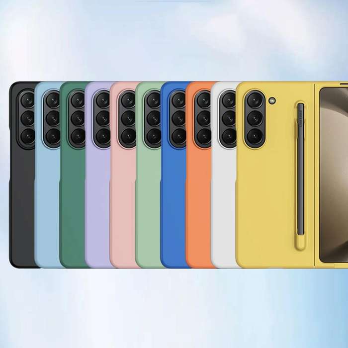 For Samsung Galaxy Z Fold5 Skin Feel PC Phone Case with Pen Slots, Not Included Pen(Pink)