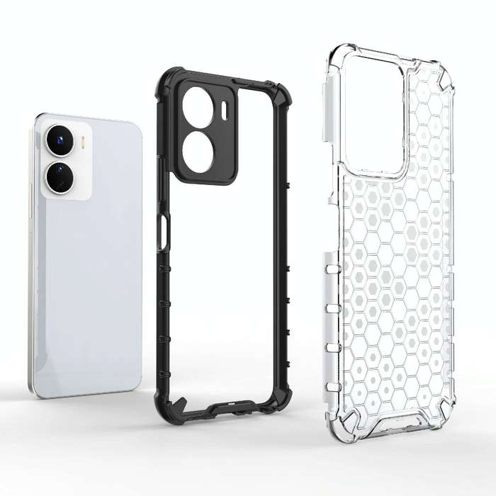 For vivo Y16 4G Global Honeycomb Phone Case(Black)