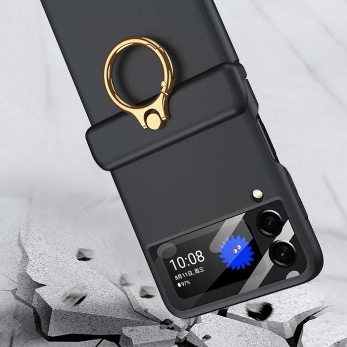 For Samsung Galaxy Z Flip4 GKK Magnetic Hinged Flip Case with Ring Holder(Black)