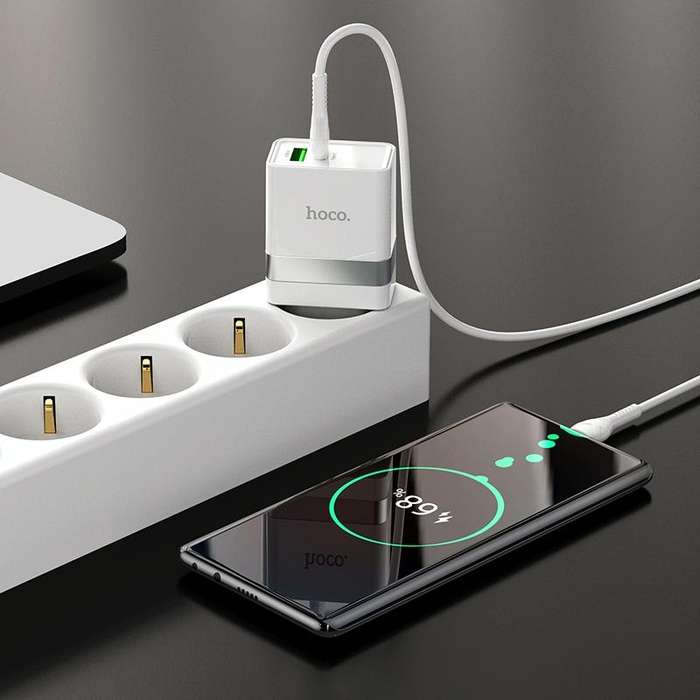 hoco N21 PD 30W Type-C / USB-C + QC 3.0 USB Mini Fast Charger, EU Plug(White)