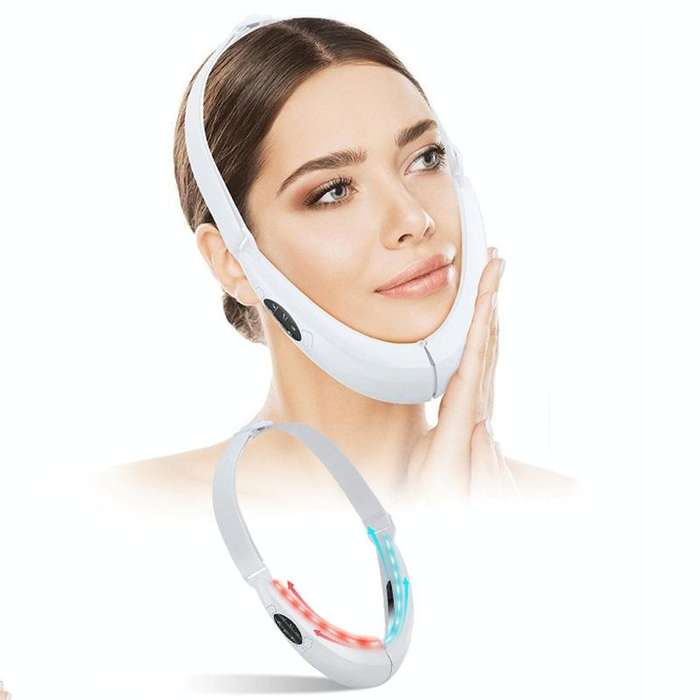 106892 EMS Microcurrent Red and Blue Light Massage Face-Lifting Instrument(White)