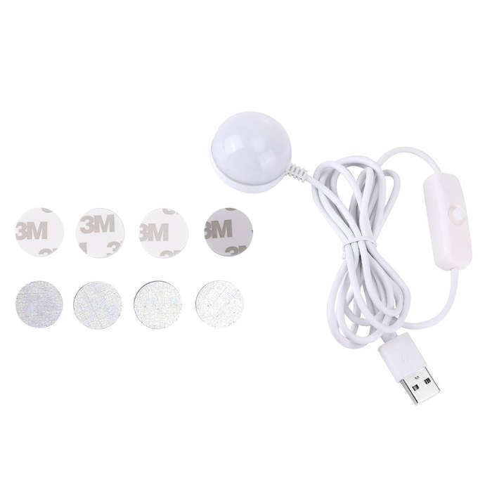 2W USB LED Light Bulb with Magnetic, 5V 140-150Lumens 6LED (White Light)