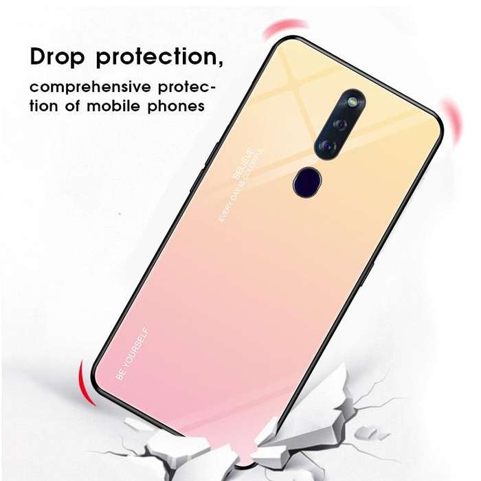 For OPPO F11 Pro Gradient Color Glass Case(Red Blue)