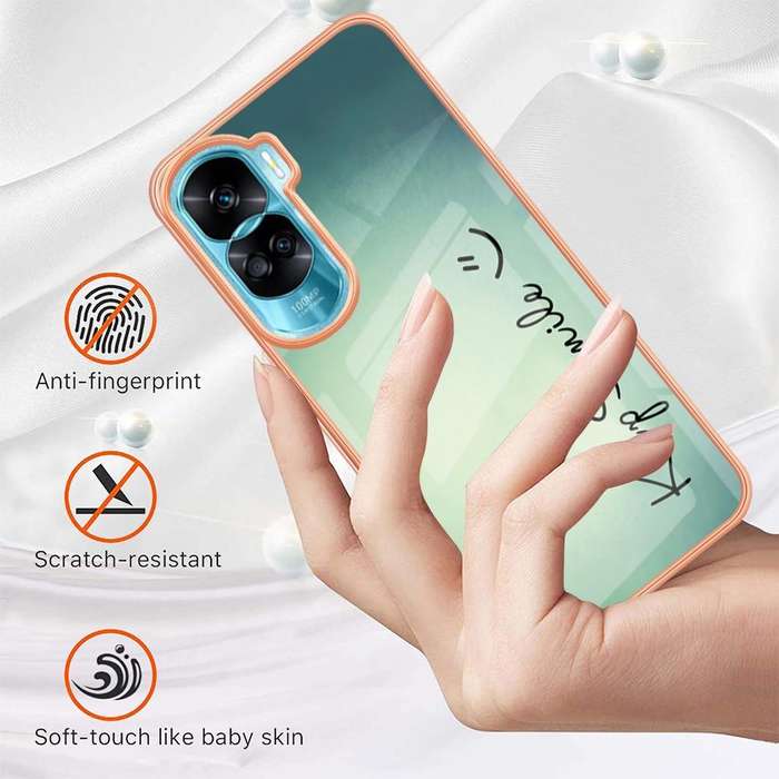 For Honor 90 Lite 5G Electroplating Marble Dual-side IMD Phone Case(Smile)