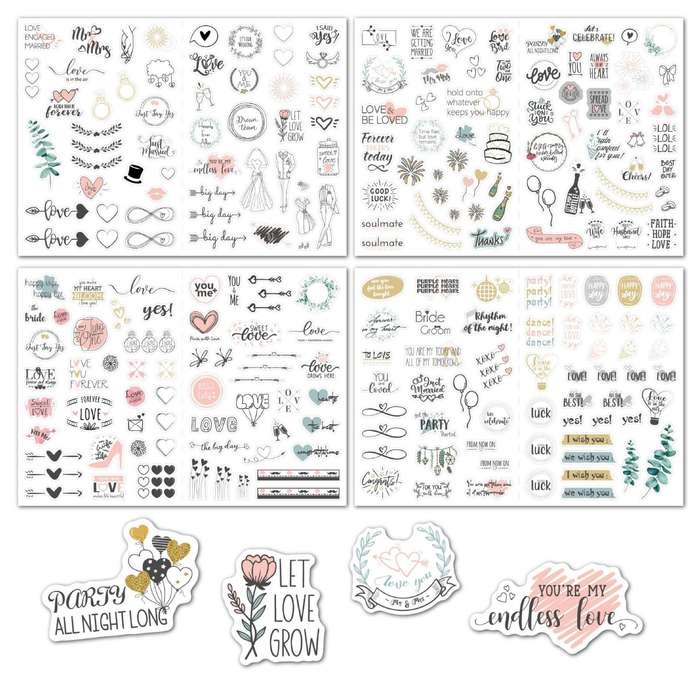 230 PCS Wedding Planning Stickers Engagement Planning Sticker Pack(4 sheets / set)