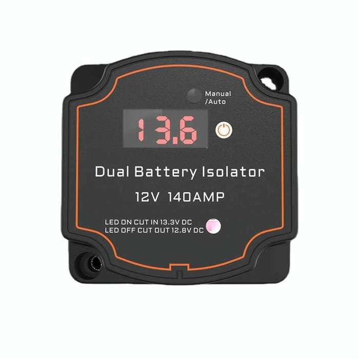 IP68 12V 140A Car Yacht RV Smart Dual Battery Isolation Controller VSR Digital Display Voltmeter
