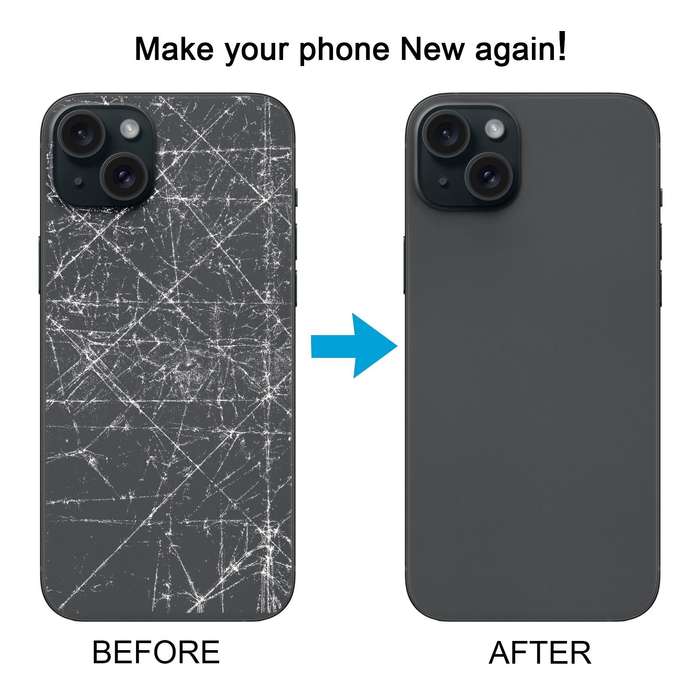 For iPhone 15 Plus Battery Back Cover with Camera Lens Cover + MagSafe Magnet(Black)