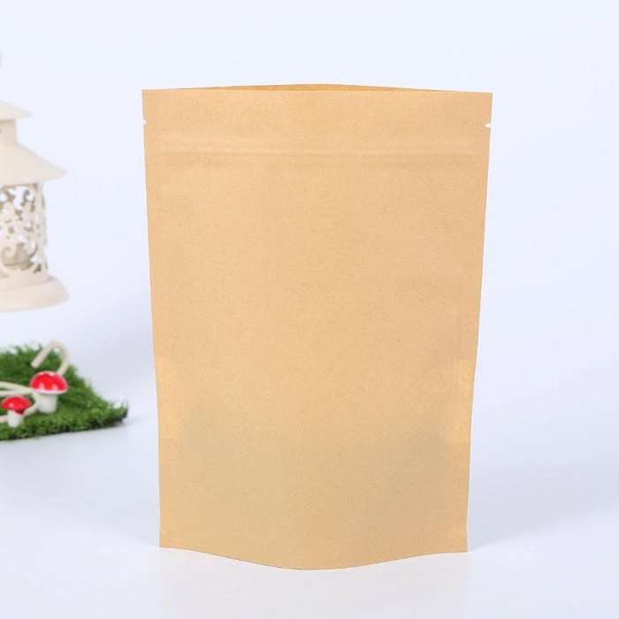 50 PCS Zipper Self Sealing Kraft Paper Bag with Window Stand Up for Gifts/Food/Candy/Tea/Party/We...