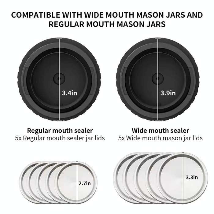 Electric Mason Jar Vacuum Sealer Kit Sealing Machine for Food Storage With 10 Jar Lids(Black)