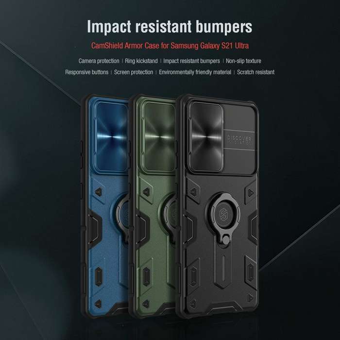 For Samsung Galaxy S21 Ultra 5G NILLKIN Shockproof CamShield Armor Protective Case with Invisible...