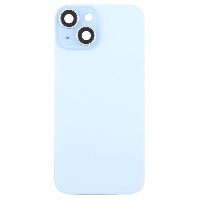 For iPhone 15 Plus Glass Battery Back Cover with Camera Lens Cover(Blue)