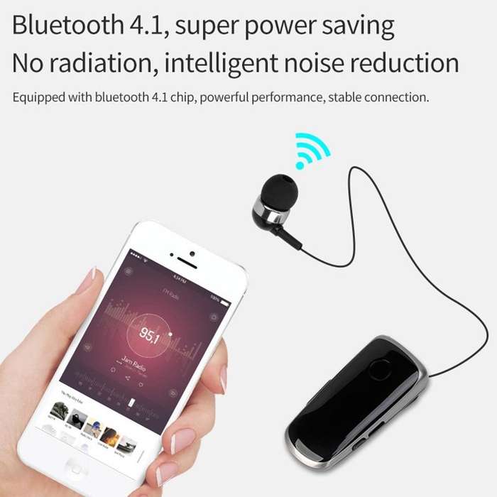 K39 Wireless Bluetooth Headset CSR DSP chip In-Ear Vibrating Alert Wear Clip Hands Free Earphone ...
