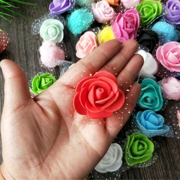 DIY Mini Foam Rose Artificial Flower Bouquet Multicolor Rose Wedding Flower Decoration Scrapbooki...