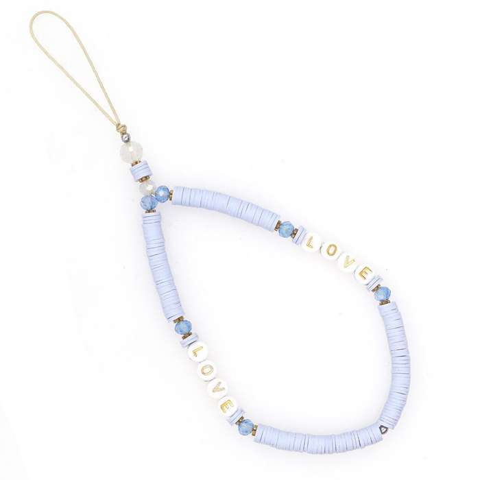 Geometric Letter Soft Pottery Mobile Phone Lanyard Anti-lost Phone Chain(RT-K210065C)