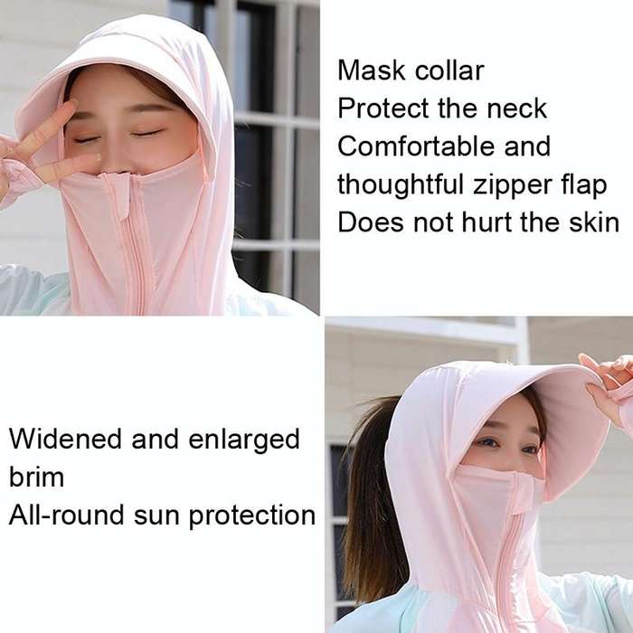 Women Short Shawl Hooded Breathable Sun Protection Clothes Outdoor, Size: One Size(Colorblock Green)