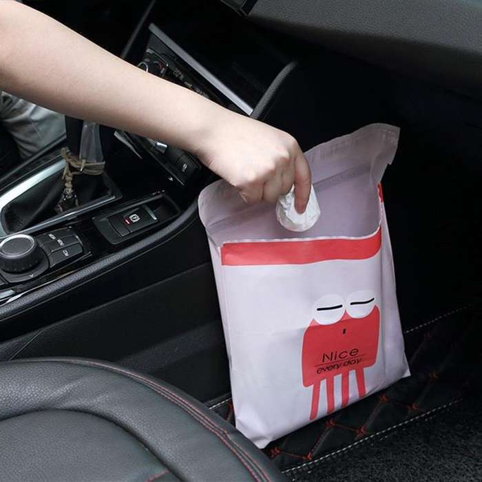 15 PCS Creative Cute Car Garbage Bag Paste-type Cleaning Bag for Car Interior(Gray)