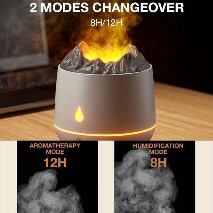 HS01 Simulation Flame Humidifier Home Aromatherapy Machine With Night Light(White)