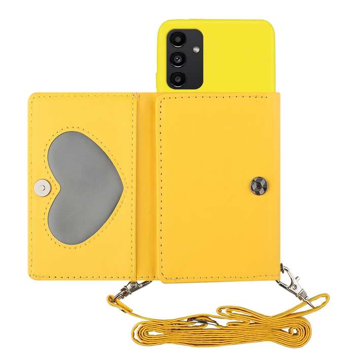 For Samsung Galaxy A54 5G Crossbody Lanyard Wallet Card Bag Phone Case(Yellow)