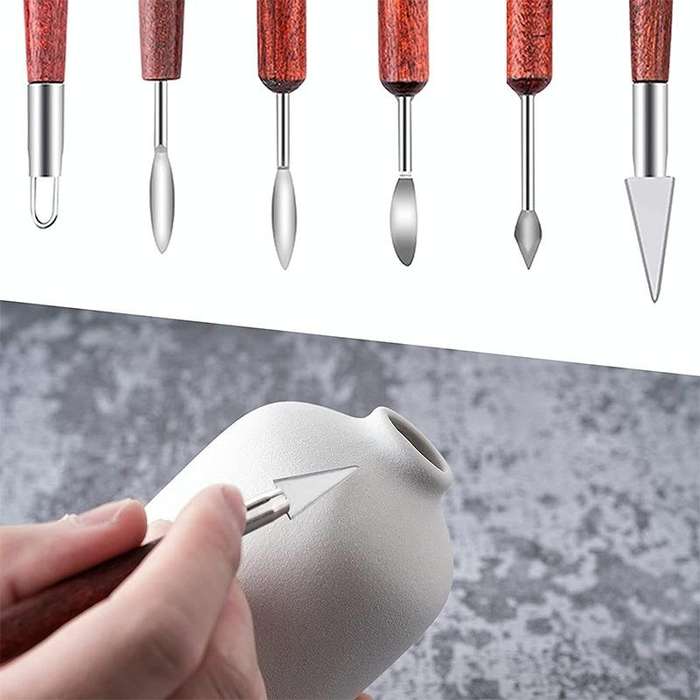 6 PCS/Set Double-head Radium Silk Knife Ceramic Clay Carving Tool