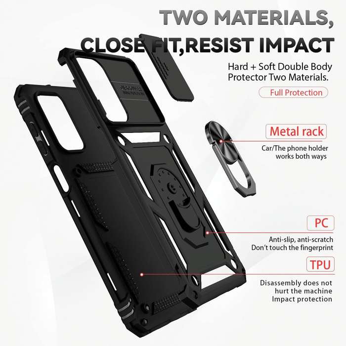 For Samsung Galaxy A23 Sliding Camshield Holder Phone Case(Black)