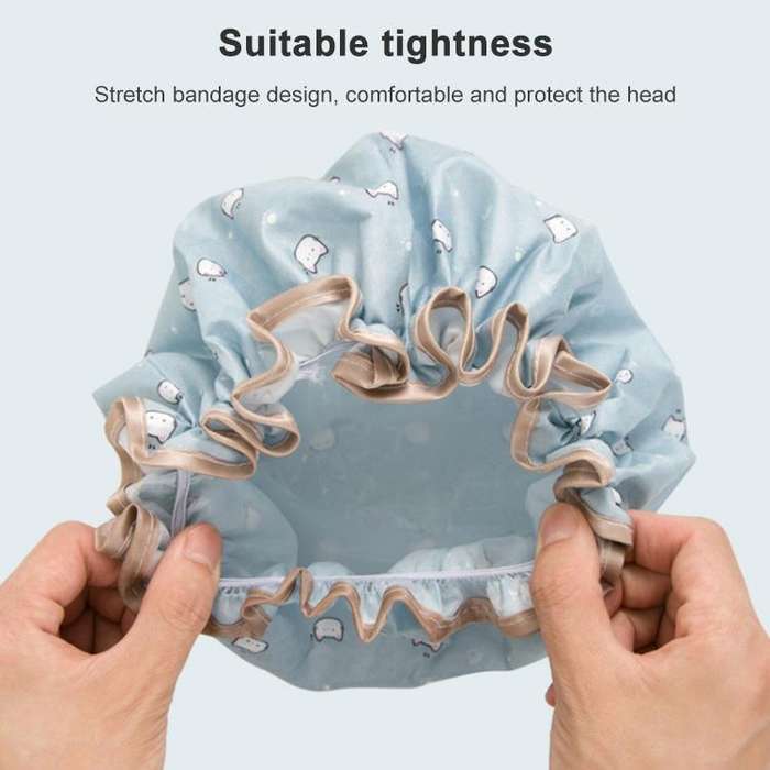 Thick Waterproof Bath Hat Double Layer Shower Hair Cover Women Supplies Shower Caps, Size:28cm(Pi...